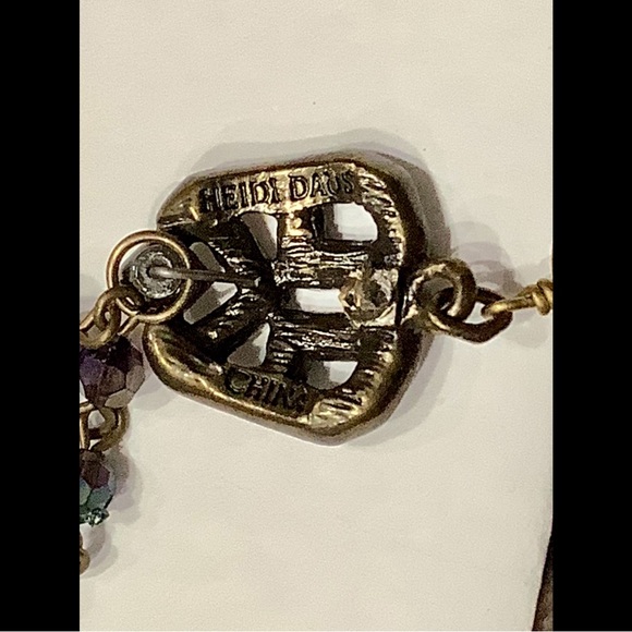 Heidi Daus Multicolored Art Deco Antique Gold Pendant with Swarovski Crystals. - Picture 2 of 8